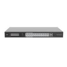 UNIVIEW switch 24x100Mbps PoE portů + 1xGbps uplink + 1xGbps combo uplink port s SFP slotem, PoE budget 370W (802.af/at,