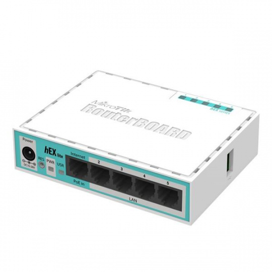 MIKROTIK RouterBOARD hEX lite + L4 (850MHz, 64 MB RAM, 5xLAN switch, plastic case, zdroj)