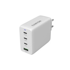 Canyon 100ACC vysokorýchlostná univerzálna nabíjačka do steny, 2xUSB-C 100W, 1xUSB-C 30W, 1xUSB-A 30W, biela