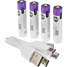 Baterka ANSMANN nabíjacia AAA (4ks) 500mAh Li-Ion (HR03), nabíjanie cez USB C