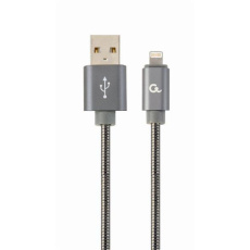 Gembird kábel nabíjací Lightning 8-pin (M) na USB 2.0 (M), prémiový, metalicky opletený, 2 m, šedý