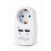 2-port USB charger with pass-through AC socket, 2.1 A, white