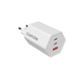 Canyon Hexagon 65, vysokorýchlostná univerzálna nabíjačka do steny, 2x USB-C 65W PD, 1x USB-A 18W, biela 