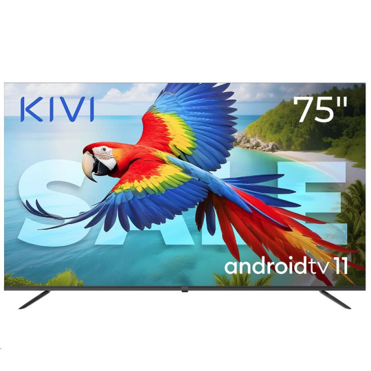 KIVI TV 75U760QB, 75" (187cm), HD LED TV, AndroidTV 11, Black, 3840x2160, 60 Hz,2x12W, 127 kWh/1000h ,HDMI ports 2