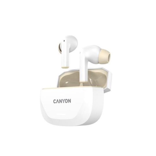 Canyon Hexagon 7, True Wireless Stereo Bluetooth 5.4 slúchadlá do uší. ANC, ENC funkcie, výdrž 27 hod, béžovo-biele