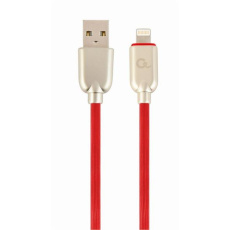 Gembird kábel nabíjací Lightning 8-pin (M) na USB 2.0 (M), prémiový, gumovo - opletený, 1 m, červený