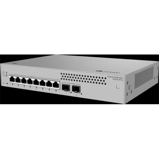 Huawei Data Communication,S220S-8T2J,S220S-8T2J,S220S-8T2J (8*10/100/1000BASE-T ports, 2*2.5GE SFP ports, built-in AC power, Fanle