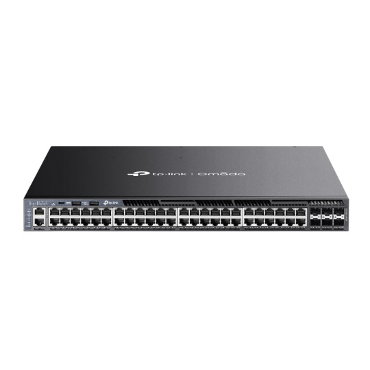 TP-LINK "Omada 48-PortGigabit Stackable L3 Managed PoE+ Switch with 6 10GE SFP+ SlotsPORT: 48× Gigabit PoE+ RJ45 Ports,