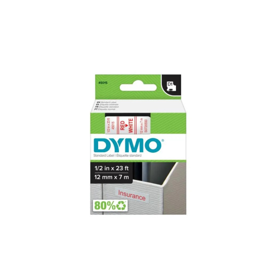 DYMO samolepiaca páska D1 červená potlač/biela 12 mm