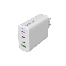 Canyon 140ACC vysokorýchlostná univerzálna nabíjačka do steny, 3xUSB-C 140W/100W/65W, 1xUSB-A 60W, biela