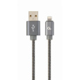 Gembird kábel nabíjací Lightning 8-pin (M) na USB 2.0 (M), prémiový, metalicky opletený, 1 m, šedý