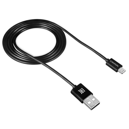 Canyon CFI-1, 1m kábel Lightning/USB, bez Apple certifikácie MFi, čierny