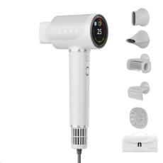 AENO AI High Speed Hair Dryer HD5, White, Voice Control, Ionizer, Touch LCD, Infrared Nursing, Infrared Distance Pro