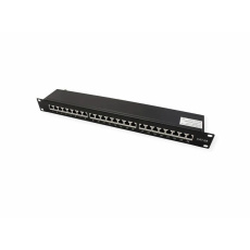 Value 19" Patch panel 24port cat.6a, tienený s uzemnením, celokovový, 1U, čierny