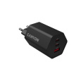 Canyon Hexagon 65, vysokorýchlostná univerzálna nabíjačka do steny, 2x USB-C 65W PD, 1x USB-A 18W, čierna