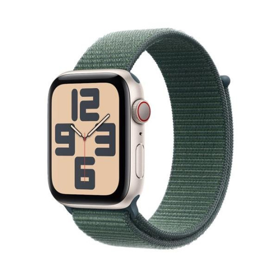 Apple Watch SE GPS + Cellular 40mm Starlight Aluminium Case with Lake Green Sport Loop