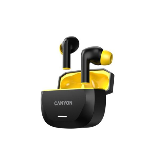 Canyon Hexagon 7, True Wireless Stereo Bluetooth 5.4 slúchadlá do uší. ANC, ENC funkcie, výdrž 27 hod, žlto-čierne