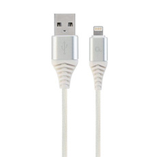 Gembird kábel nabíjací Lightning 8-pin (M) na USB 2.0 (M), prémiový, opletený, 2 m, biely