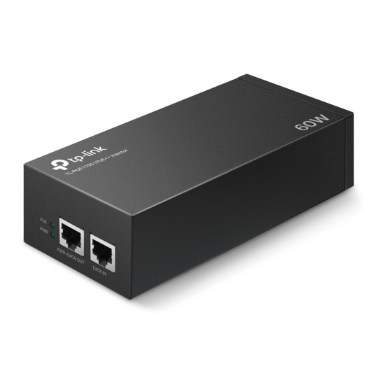 TP-LINK "PoE++ Injector AdapterPORT: 1× Gigabit PoE Port, 1× Gigabit Non-PoE PortSPEC: 802.3bt/at/af Compliant, 60 W P