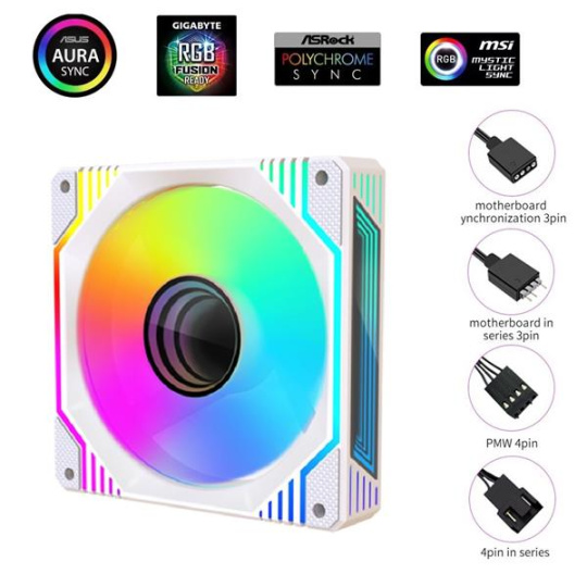 1stCOOL AURA EVO Mirror ARGB PWM fan 12cm white