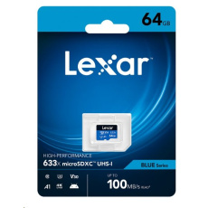 32GB Lexar® High-Performance 633x microSDXC™ UHS-I, up to 100MB/s read 20MB/s write C10 A1 V30 U3, Global