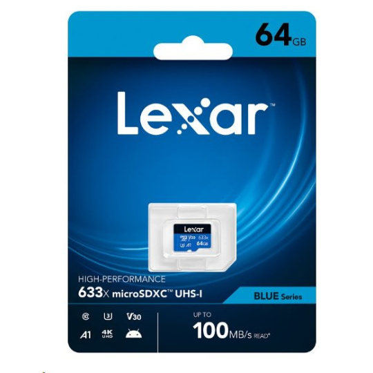 32GB Lexar® High-Performance 633x microSDXC™ UHS-I, up to 100MB/s read 20MB/s write C10 A1 V30 U3, Global